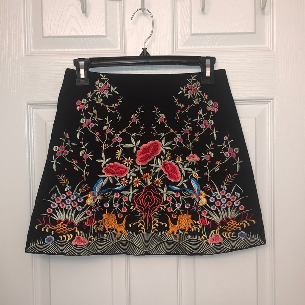 Zara Embroidered Mini Skirt